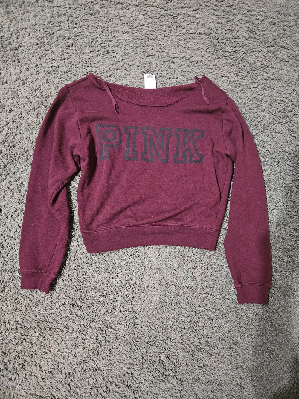 PINK Victoria's Secret Maroon Crewneck Sweatshirt with Logo